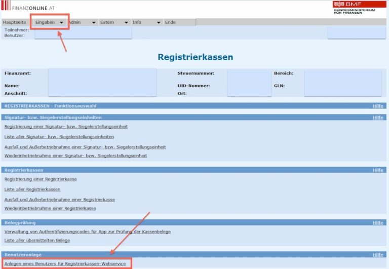 Datei Zur Erkennung E Website Benutzers Benutzerdaten bei FinanzOnline anlegen (Webservice)